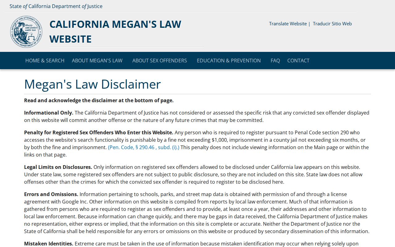Vacaville neighbors and California public safety registry