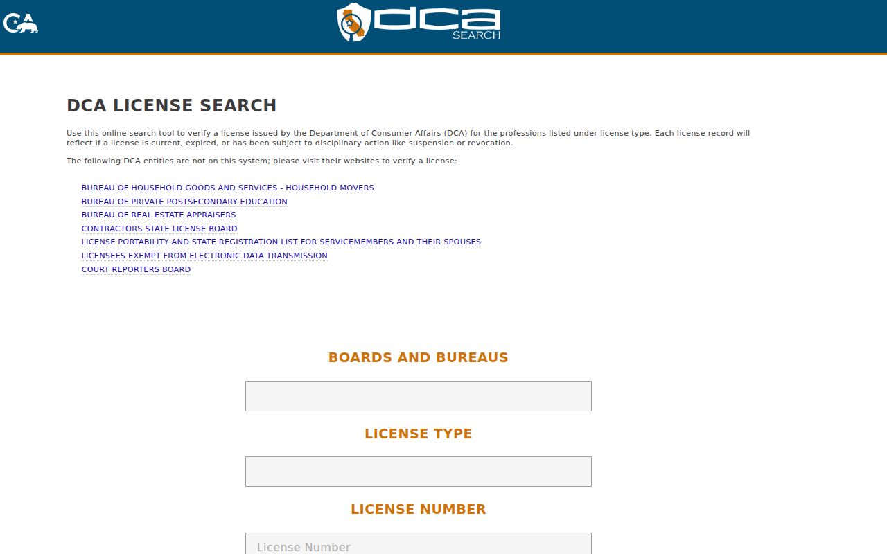 Vacaville residents directory reference showing a California professional license search